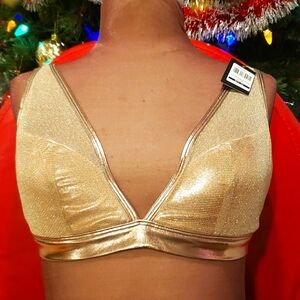 Cynthia Rowley New Metallic Gold Bralette L NWT